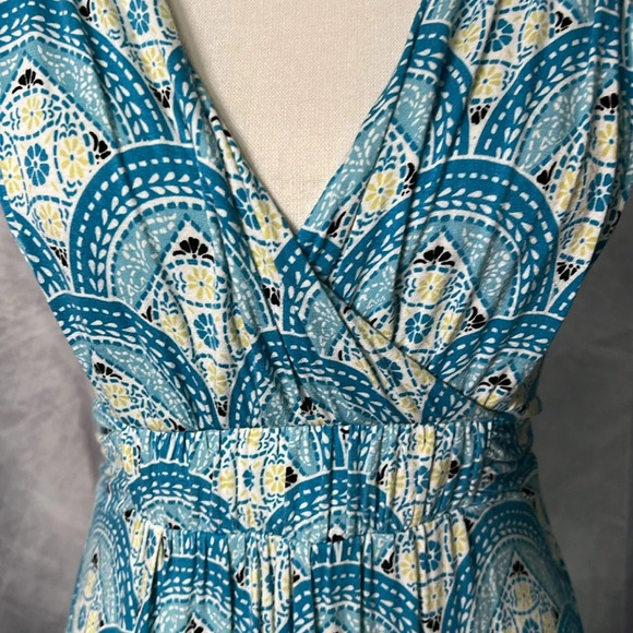 ELLE Turquoise, White & Yellow V-Neck Dress - size XS - Picture 5 of 11